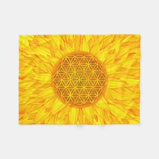 Blume des Lebens - Sonnenblume #3 Fleecedecke (Vorderseite (Horizontal))