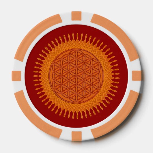 Blume des Lebens - SONNENOrange Pokerchips (Vorderseite)