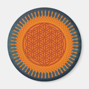 Blume des Lebens / sonniges Design Magnet