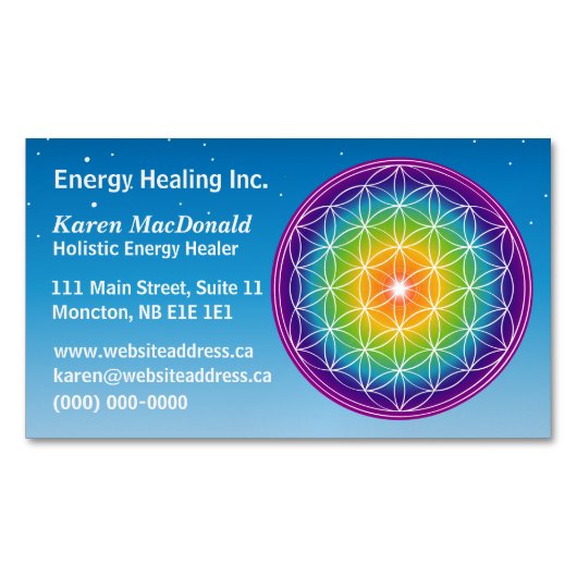 Blume des Lebens Starry Sky Magnetische Visitenkarte (Vorderseite)