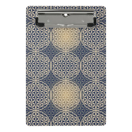 Blume des Lebens - Stempel Muster - blauer Sand Mini Klemmbrett (Vorderseite)