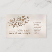 Blume des Lebens Swirl Pastellgold auf Perle Visitenkarte (Rückseite)