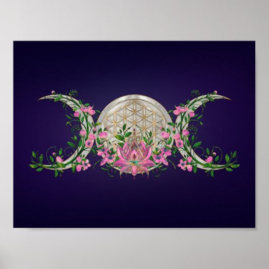 Blume des Lebens Triple Moon Poster (Vorne)