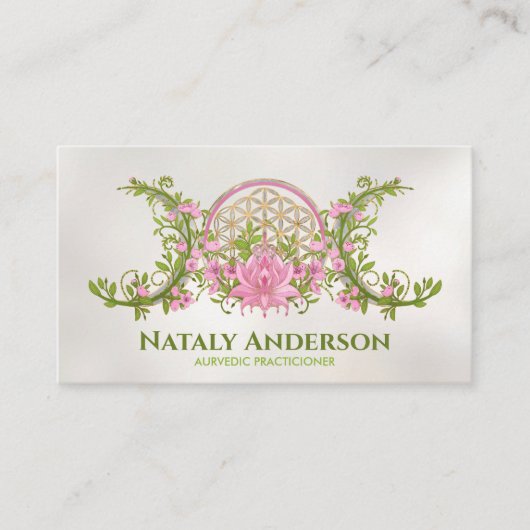 Blume des Lebens Triple Moon Visitenkarte (Vorderseite)