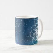 Blume des Lebens Universum blauer Funkelstar Kaffeetasse (VorderseiteRechts)