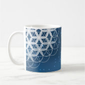 Blume des Lebens Universum blauer Funkelstar Kaffeetasse (Links)