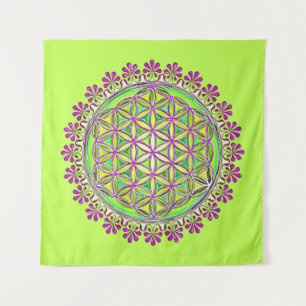 Blume des Lebens - Vintage Blossom - Ornamente 2 Wandteppich