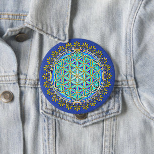 Blume des Lebens - Vintage-Blüten-Ornamente 1 Button