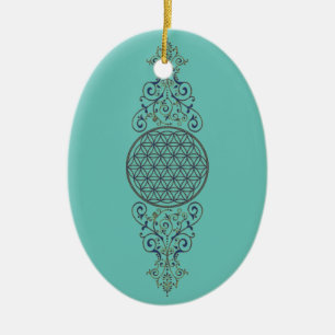 Blume des Lebens - Vintage Ornamente blau gold