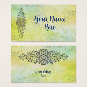 Blume des Lebens - Vintage Ornamente blau gold