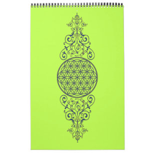 Blume des Lebens - Vintage Ornamente blau gold Kalender