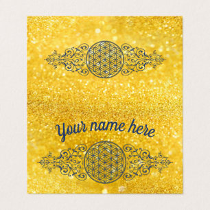 Blume des Lebens - Vintage Ornamente blau gold Visitenkarten
