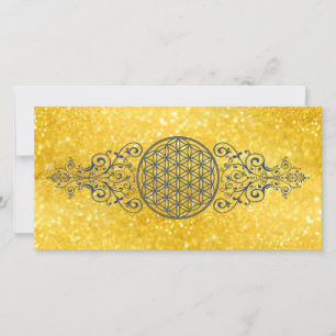Blume des Lebens - Vintage Ornamente - blaues Gold