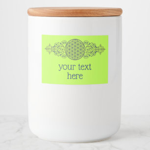 Blume des Lebens - Vintage Ornamente - blaues Gold Lebensmitteletikett