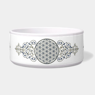 Blume des Lebens - Vintage Ornamente - blaues Gold Napf