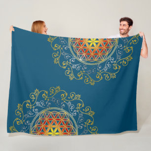 Blume des Lebens - Vintage Ornamente Mandala 1 Fleecedecke