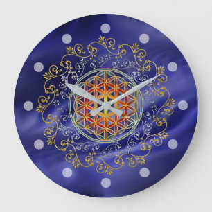 Blume des Lebens - Vintage Ornamente Mandala 1 Große Wanduhr