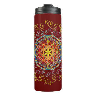 Blume des Lebens - Vintage Ornamente Mandala 1 Thermosbecher
