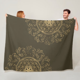 Blume des Lebens - Vintage Ornamente Mandala 2 Fleecedecke