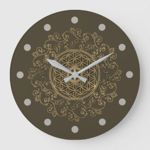 Blume des Lebens - Vintage Ornamente Mandala 2 Große Wanduhr