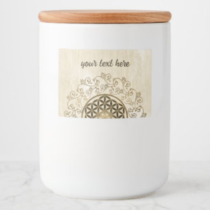 Blume des Lebens - Vintage Ornamente Mandala 2 Lebensmitteletikett