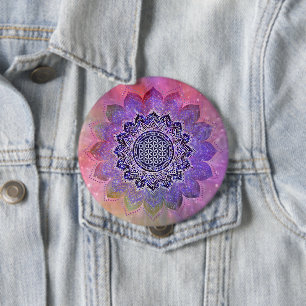 Blume des Lebens - Vintage Style Galaxie Weltraum Button