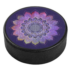 Blume des Lebens - Vintage Style Galaxie Weltraum Eishockey Puck