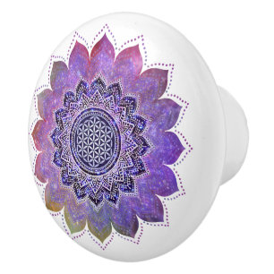 Blume des Lebens - Vintage Style Galaxie Weltraum  Keramikknauf