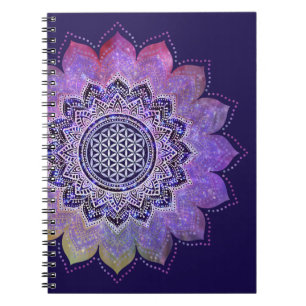 Blume des Lebens - Vintage Style Galaxie Weltraum  Notizblock