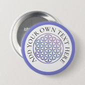 BLUME DES LEBENS - violett glänzende Briefmarke Button (Vorne & Hinten)