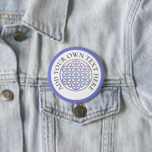 BLUME DES LEBENS - violett glänzende Briefmarke Button