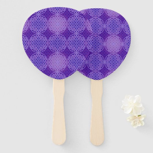 BLUME DES LEBENS - violettes Lila - Muster Fächer (Vorne und Hinten)