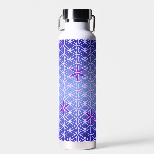 BLUME DES LEBENS - violettes, rosa Muster Trinkflasche (Vorne)