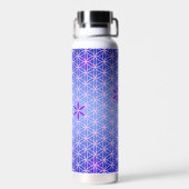 BLUME DES LEBENS - violettes, rosa Muster Trinkflasche (Rückseite)