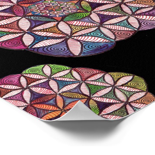 Blume des Lebens Wasserfarben Kunst Poster (Ecke)