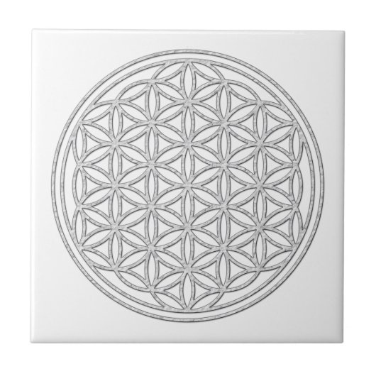 BLUME DES LEBENS - weiß Fliese (Vorderseite)