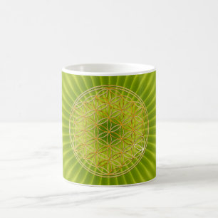 Blume des Lebens Wiestigrün radial BG Kaffeetasse