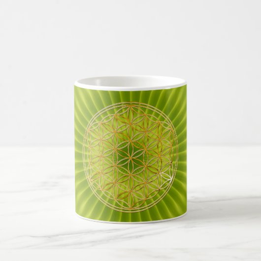 Blume des Lebens | Wiestigrün radial BG Kaffeetasse (Mittel)