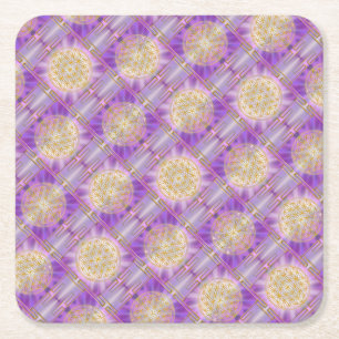 BLUME DES LEBENS - Yantra-nahtloses Muster Rechteckiger Pappuntersetzer