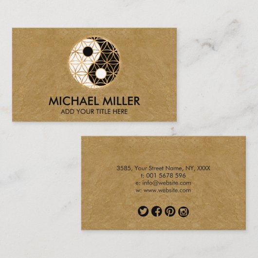 Blume des Lebens - Yin Yang-Symbol Visitenkarte (Vorne/Hinten)