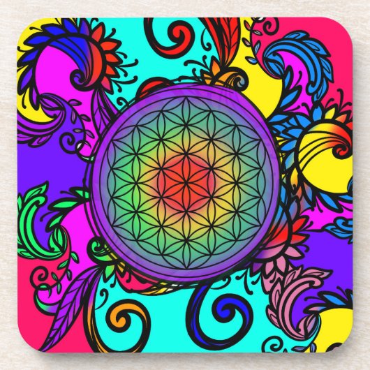 Blume des Lebens Zen Chakra Getränkeuntersetzer (Vorderseite)