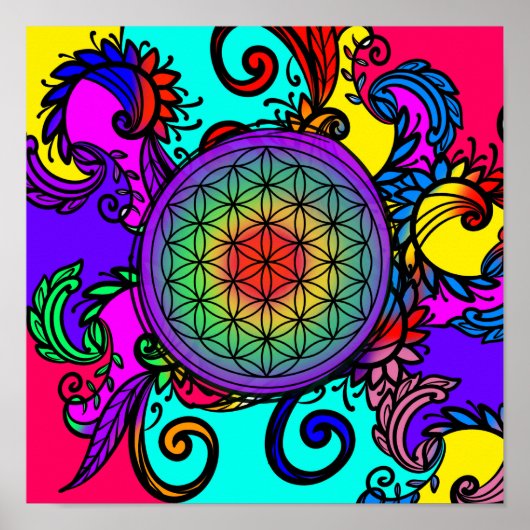 Blume des Lebens Zen Chakra Poster (Vorne)