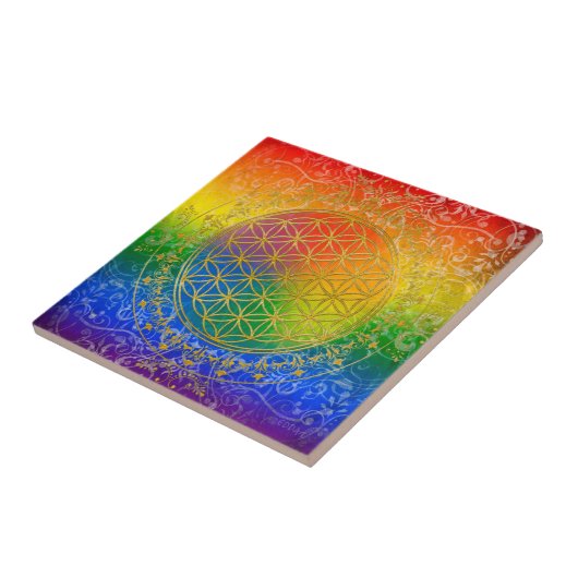 Blume des Lebens - Ziergold Fliese (Seite)