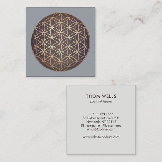 Blume des Lebensalters spiritueller Heiler Quadratische Visitenkarte (Vorne/Hinten)