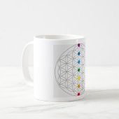 Blume des Lebensdesigns und 7 Chakras-Regenbogenfa Kaffeetasse (Vorderseite Links)