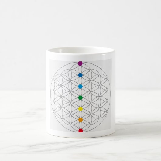 Blume des Lebensdesigns und 7 Chakras-Regenbogenfa Kaffeetasse (Mittel)