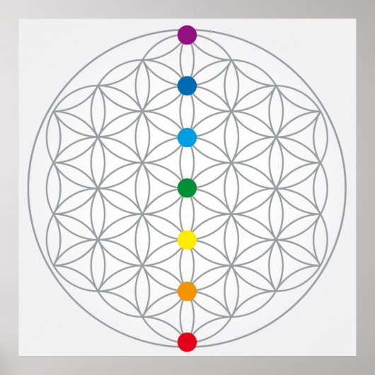 Blume des Lebensdesigns und 7 Chakras-Regenbogenfa Poster (Vorne)