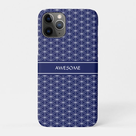Blume des Lebensmusters auf Navy Blue Case-Mate iPhone Hülle (Rückseite)