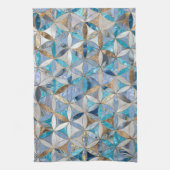 Blume des Lebensmusters - Blaue Marmor und Perle Geschirrtuch (Vertikal)