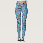Blume des Lebensmusters - Blauer Edelstein und Gol Leggings (Vorderseite)